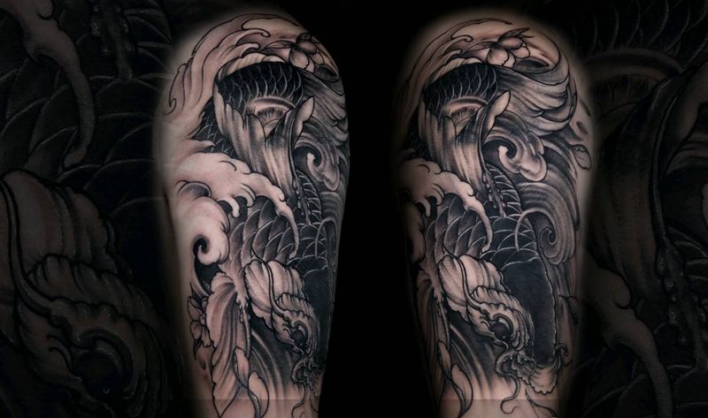 遮盖纹身图片_肩部新传统纹身图案