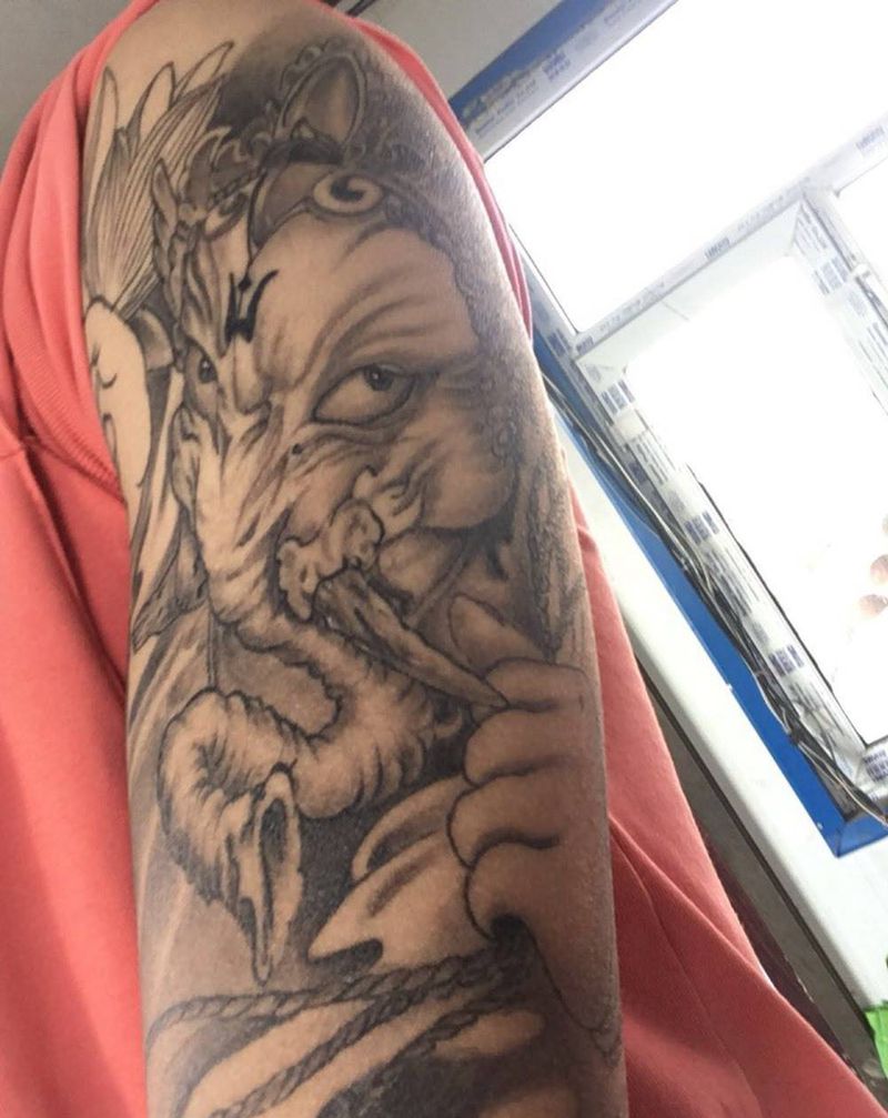 象神恢复后作品纹身图片_宗教动物鬼神传统手部成品纹身图案