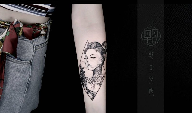 纹身师纹身图片_手臂点刺纹身图案