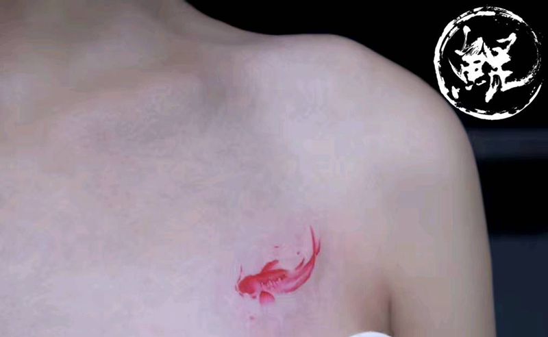 胸部纹身图片_胸部清新动物原创成品纹身图案