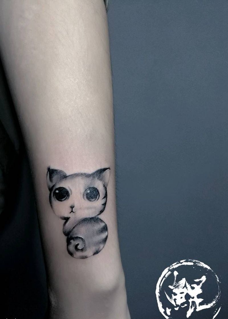 小臂 遮盖纹身图片_手臂清新写实动物原创成品纹身图案