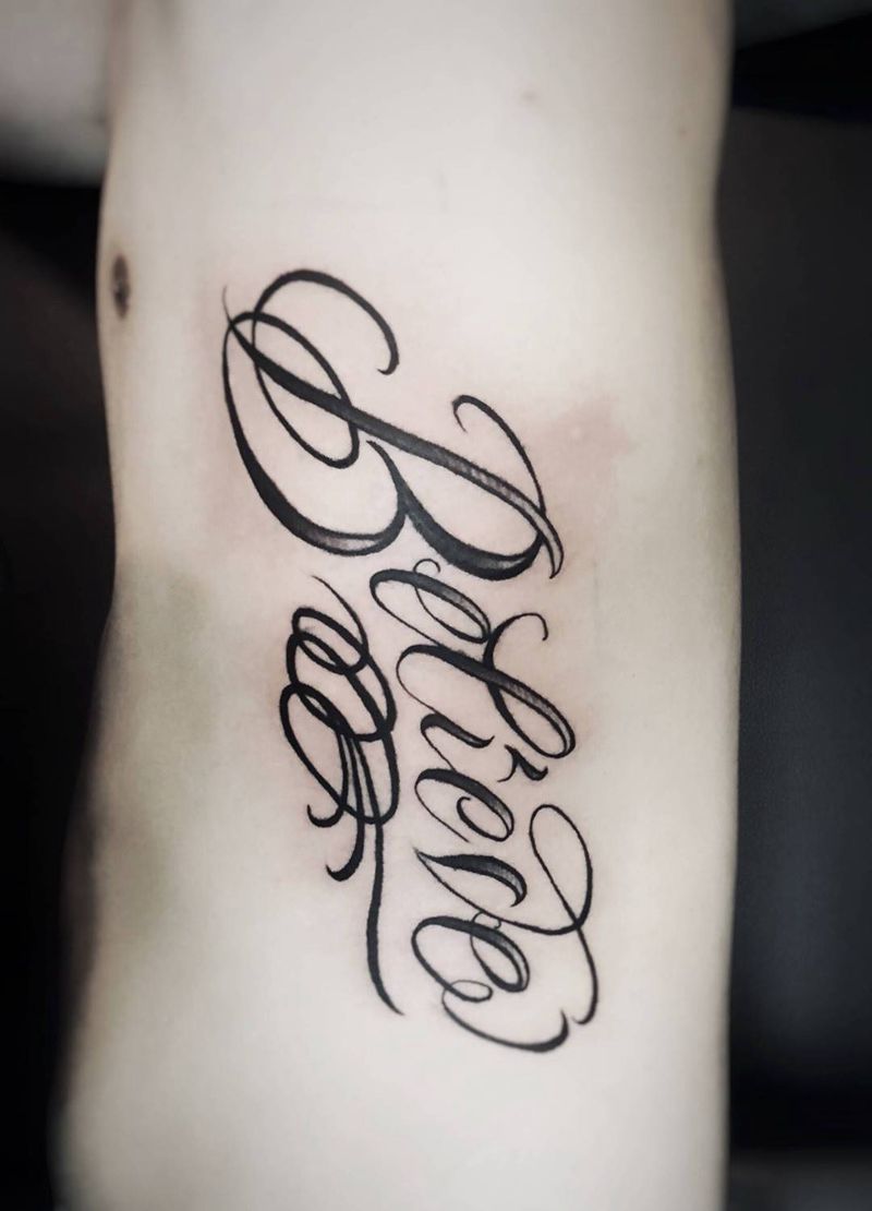 奇卡诺字体纹身图片_成品肩部腰部清新字符纹身图案