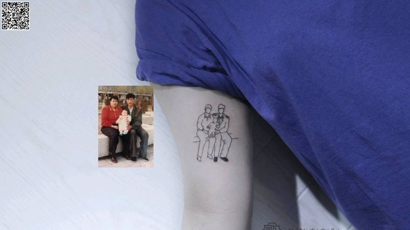 大臂内侧纹身图片_手臂清新几何字符人物图腾原创成品纹身图案