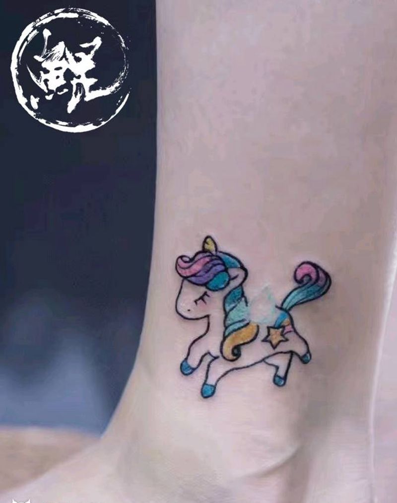 脚踝纹身图片_腿部脚部清新动物原创成品纹身图案