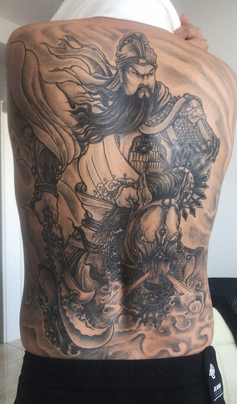 关公，恢复两个月效果纹身图片