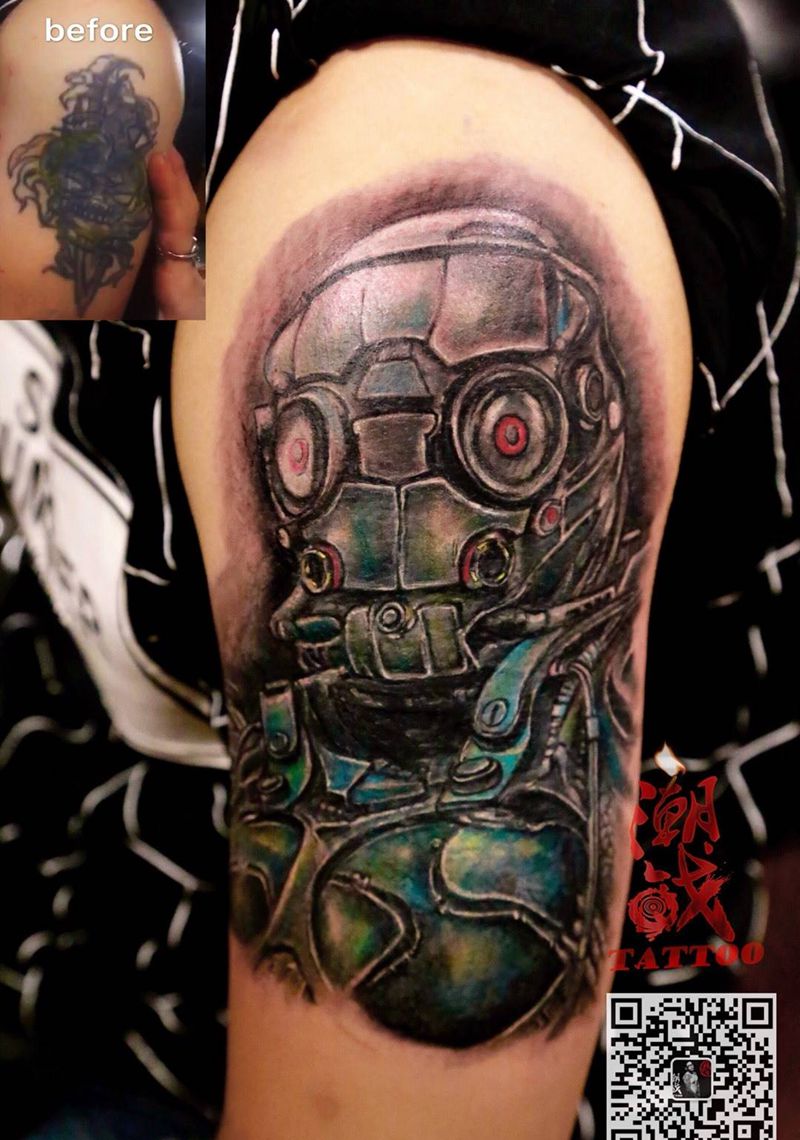 遮盖作品纹身图片_成品手臂欧美遮盖纹身图案