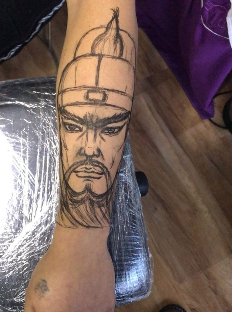 接花臂 关羽 诸葛亮纹身图片