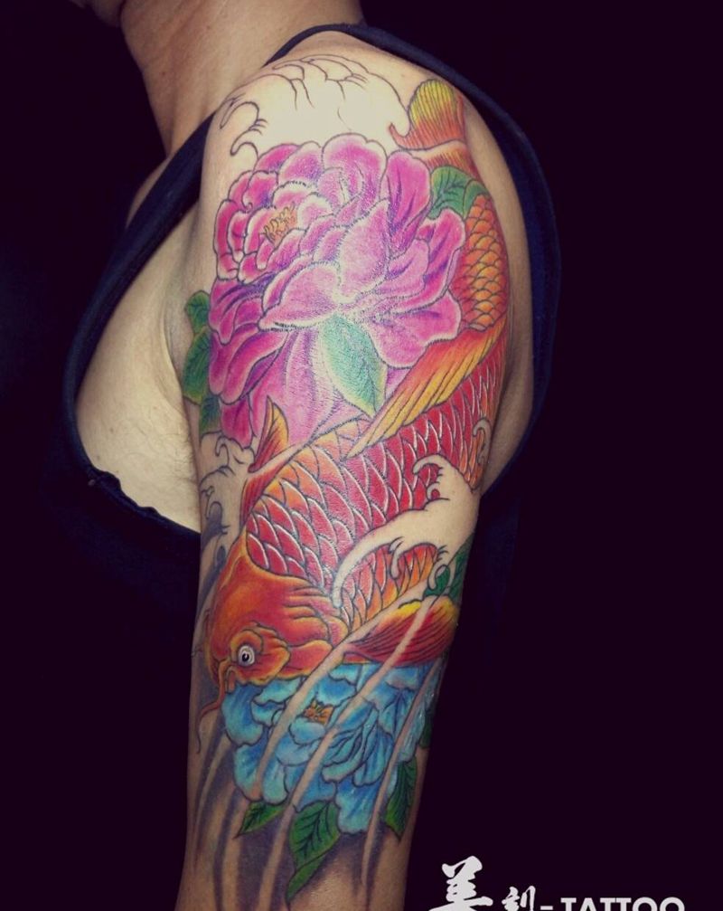 大臂遮盖纹身纹身图片_手臂传统动物成品纹身图案