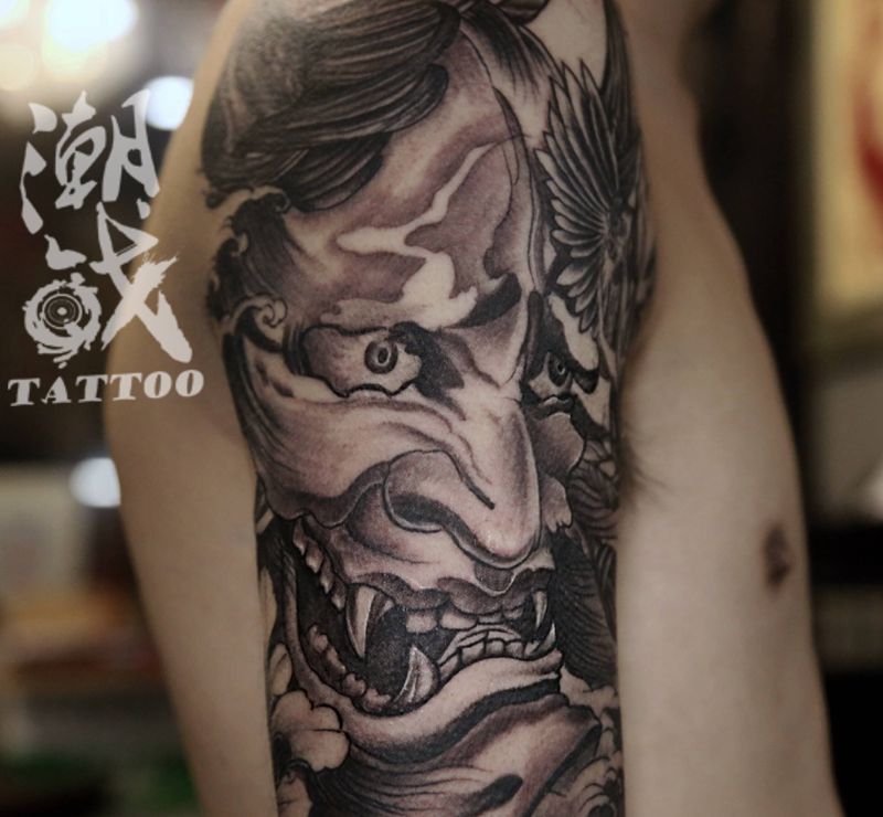 大般若纹身图片_手臂新传统般若纹身图案