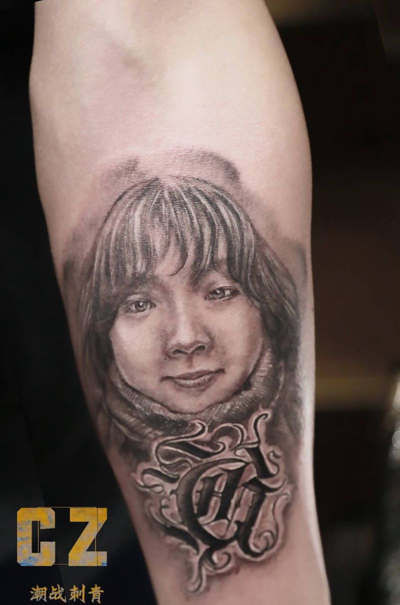 最爱的你纹身图片_手臂欧美写实肖像纹身图案