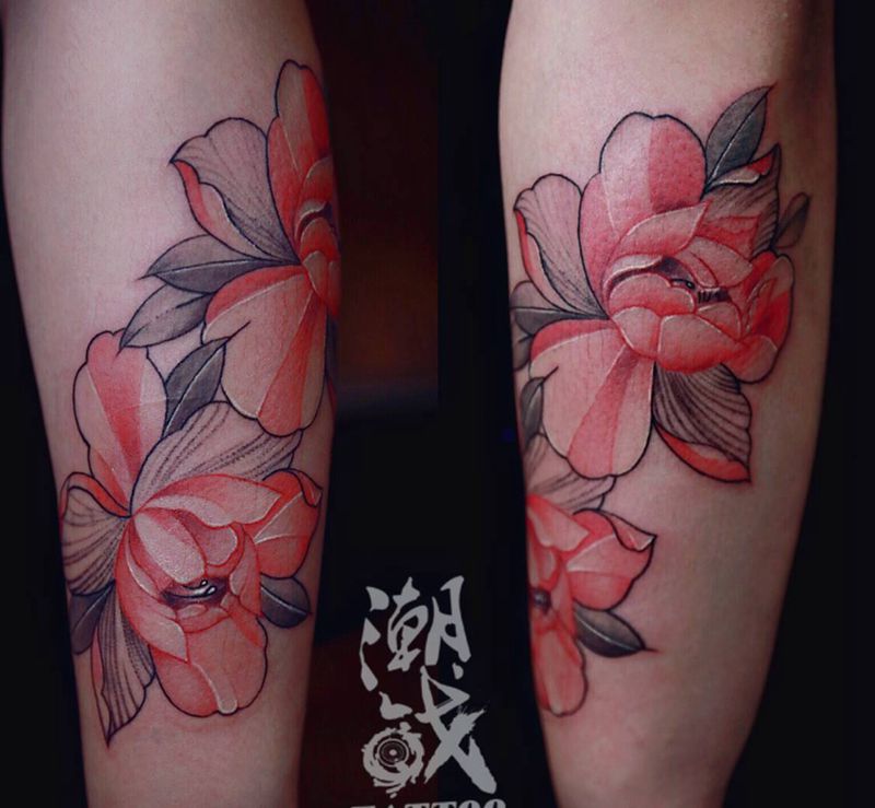 素雅花纹身图片_手臂欧美写实花纹身图案