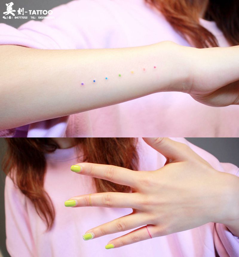 泫雅风！小纹身纹身图片_手部水彩纹身图案