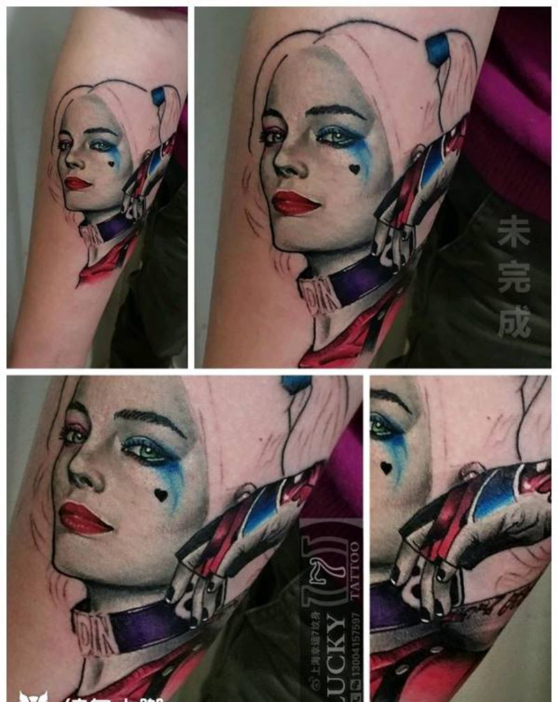 写实|彩色|肖像|幸运7纹身纹身图片_手臂欧美肖像写实人物纹身图案