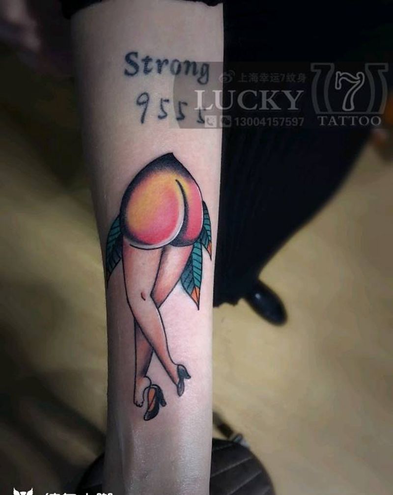 蜜桃|幸运7纹身纹身图片_手臂欧美彩色成品纹身图案