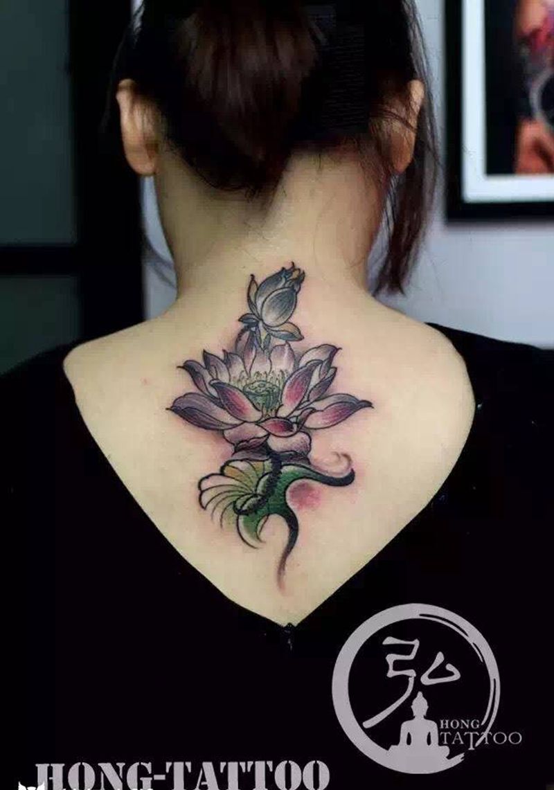 荷花纹身图片