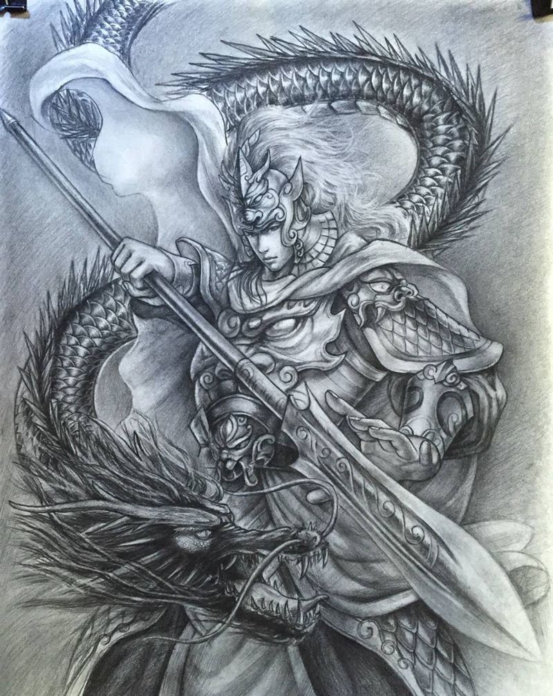 赵云手稿纹身图片