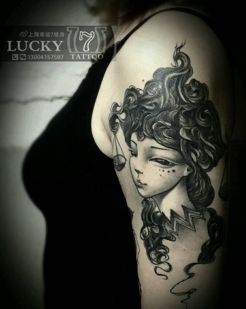 美女|幸运7纹身纹身图片_手臂人物成品纹身图案