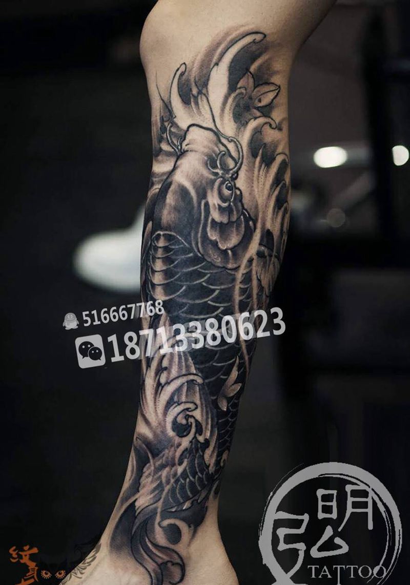 本人作品 新传统风 富贵鲤鱼纹身图片