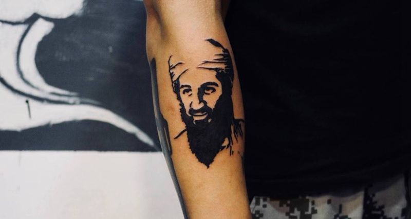 奥萨马·本·拉登纹身图片_人物图腾宗教习俗肖像欧美手臂成品纹身图案