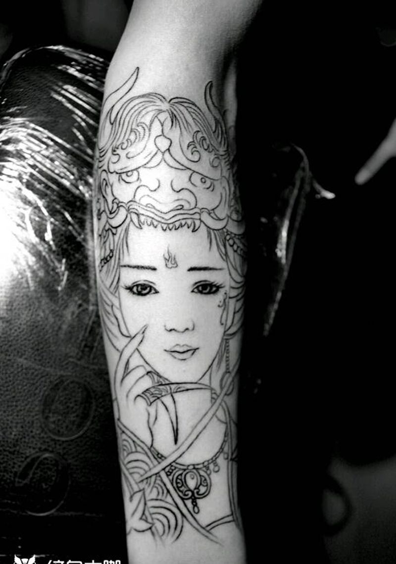 艺妓！下次继续！纹身图片_手臂传统人物成品纹身图案