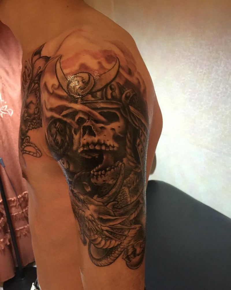 鬼武士纹身图片