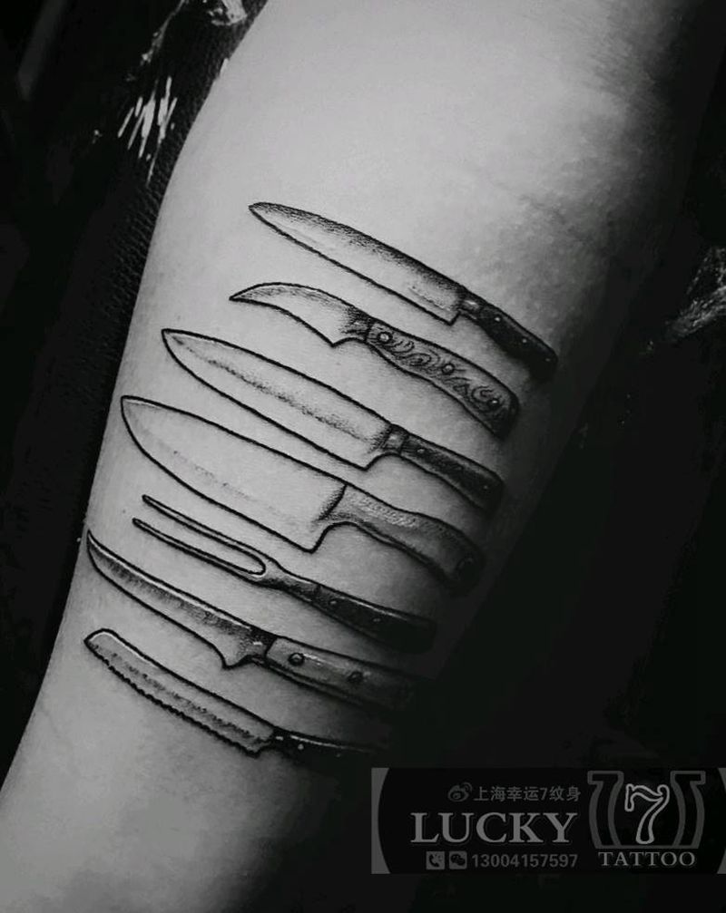 刀具|幸运7纹身纹身图片_成品纹身图案