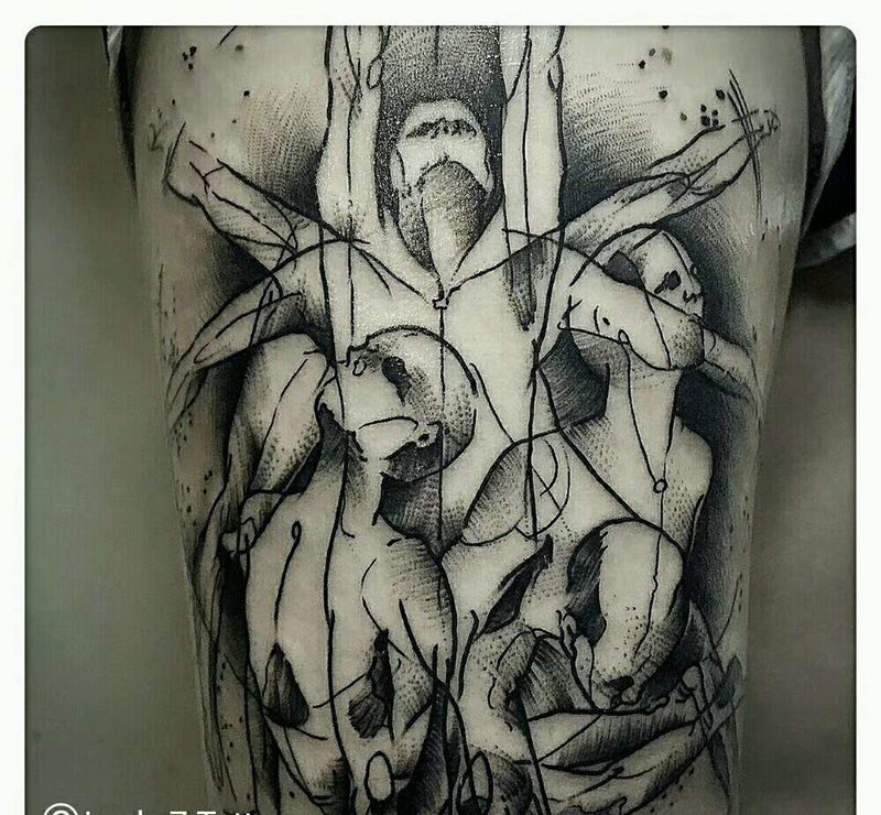 幸运7纹身纹身图片_腿部欧美人物原创成品纹身图案