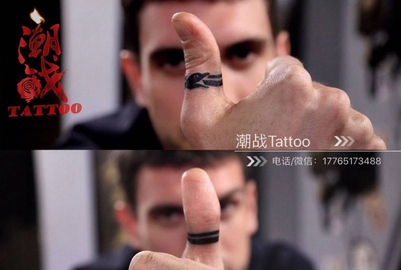 永恒的戒指纹身图片_成品手部欧美动物原创纹身图案