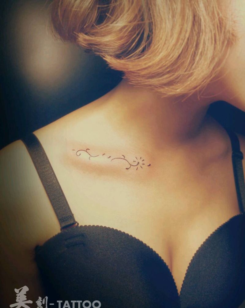 小纹身丶点缀一下美美哒纹身图片_胸部传统几何成品纹身图案