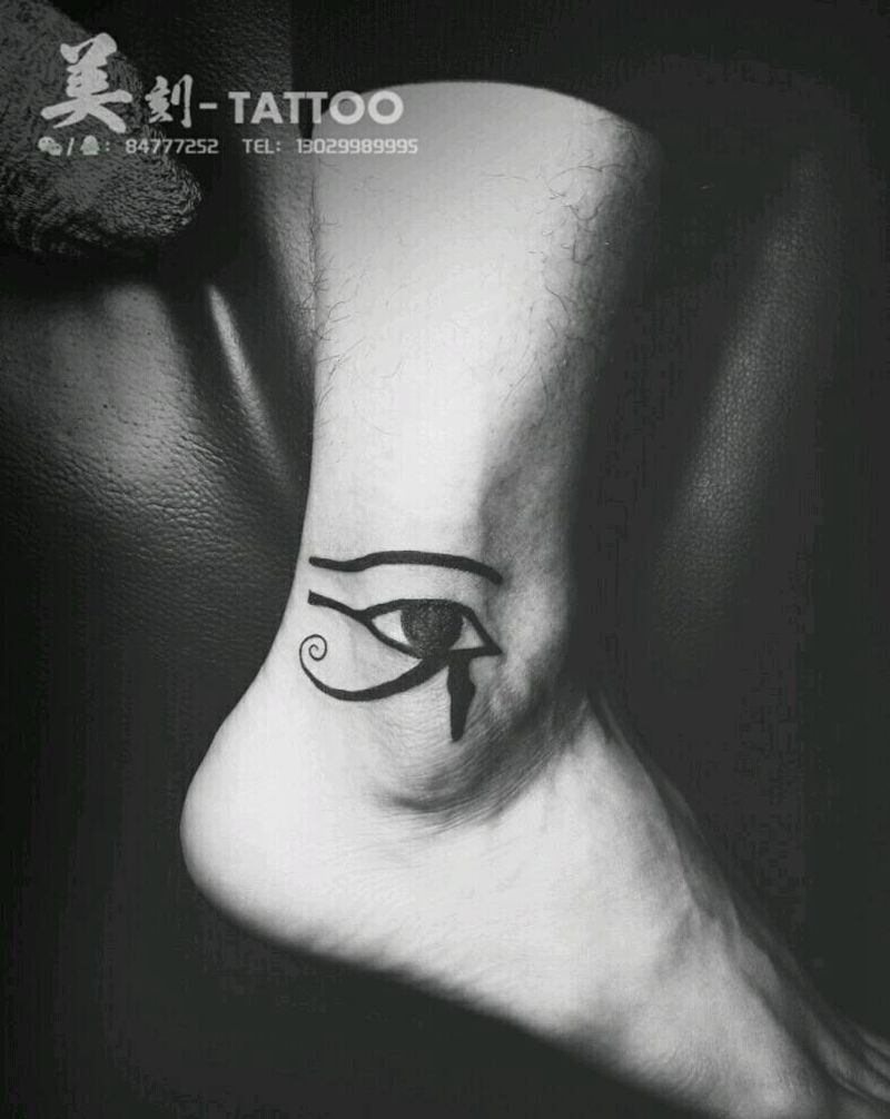 荷鲁斯之眼纹身图片_腿部脚部欧美贴纸几何鬼神成品纹身图案