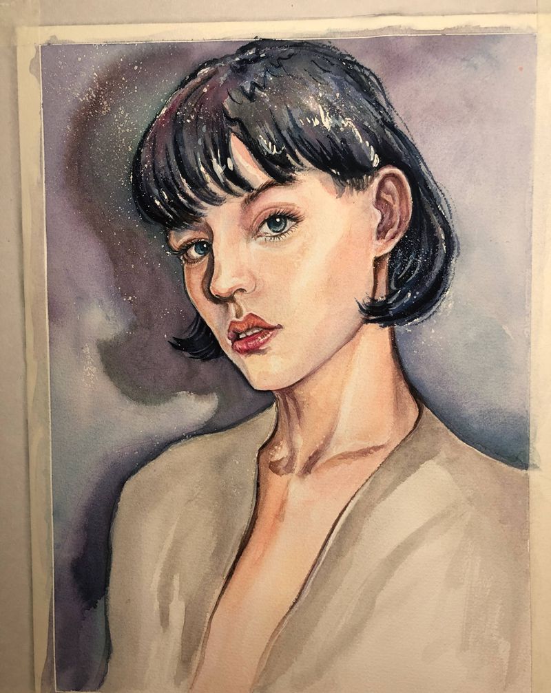 水彩画人像纹身图片_水墨水彩纹身图案