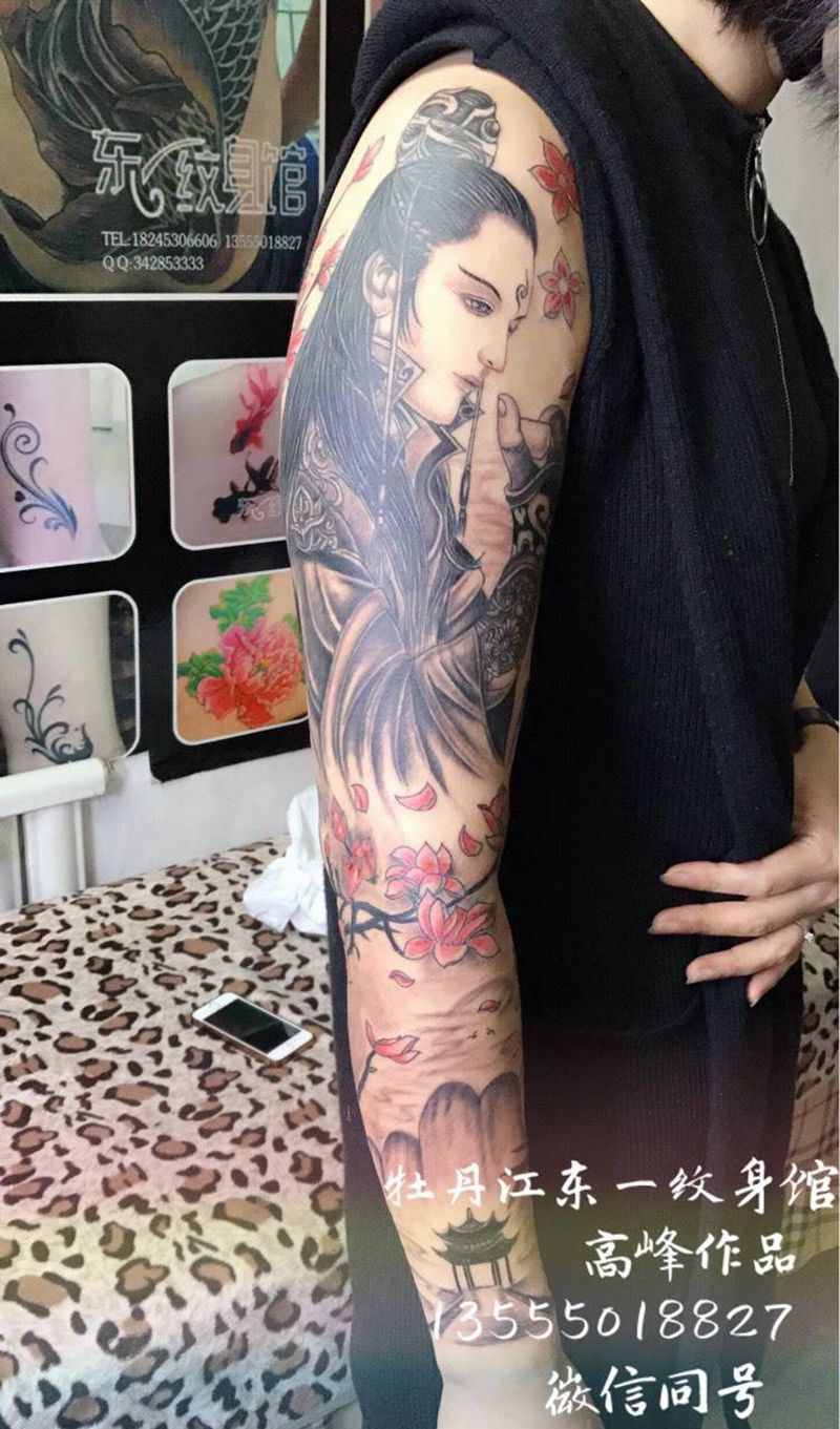 中国风花臂纹身图片_成品原创纹身图案