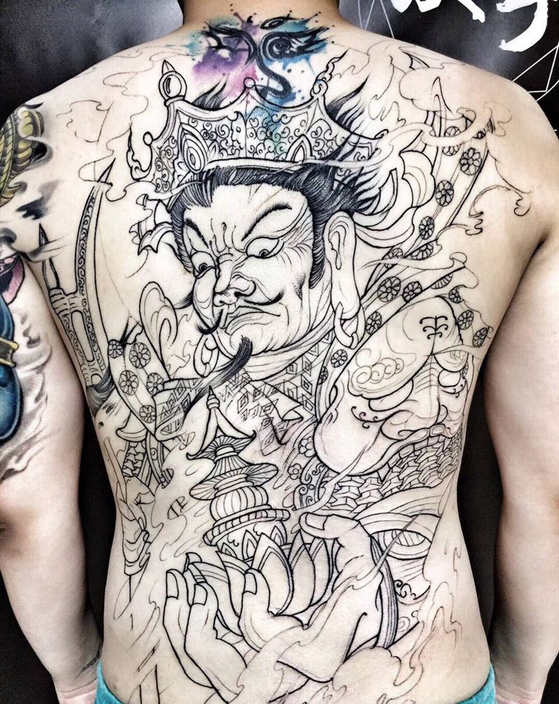托塔天王。纹身图片
