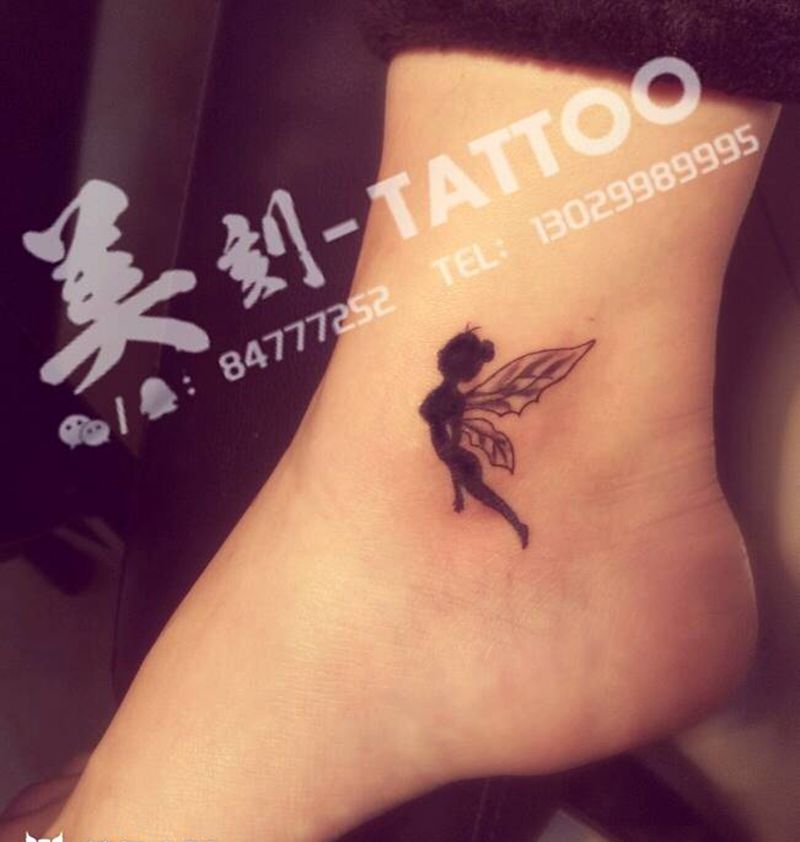 精灵遮盖疤痕纹身图片_脚部贴纸人物纹身图案