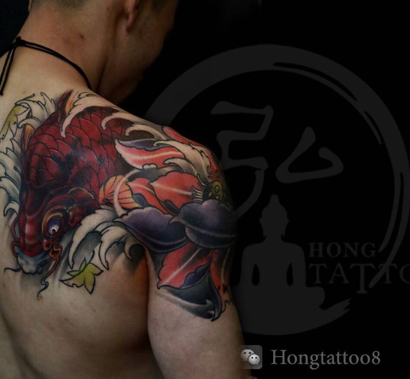 鲤鱼遮盖纹身图片