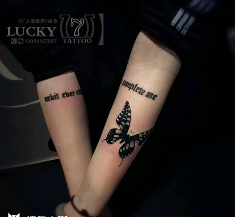 蝴蝶|字母|图腾|幸运7纹身纹身图片_手臂图腾成品纹身图案
