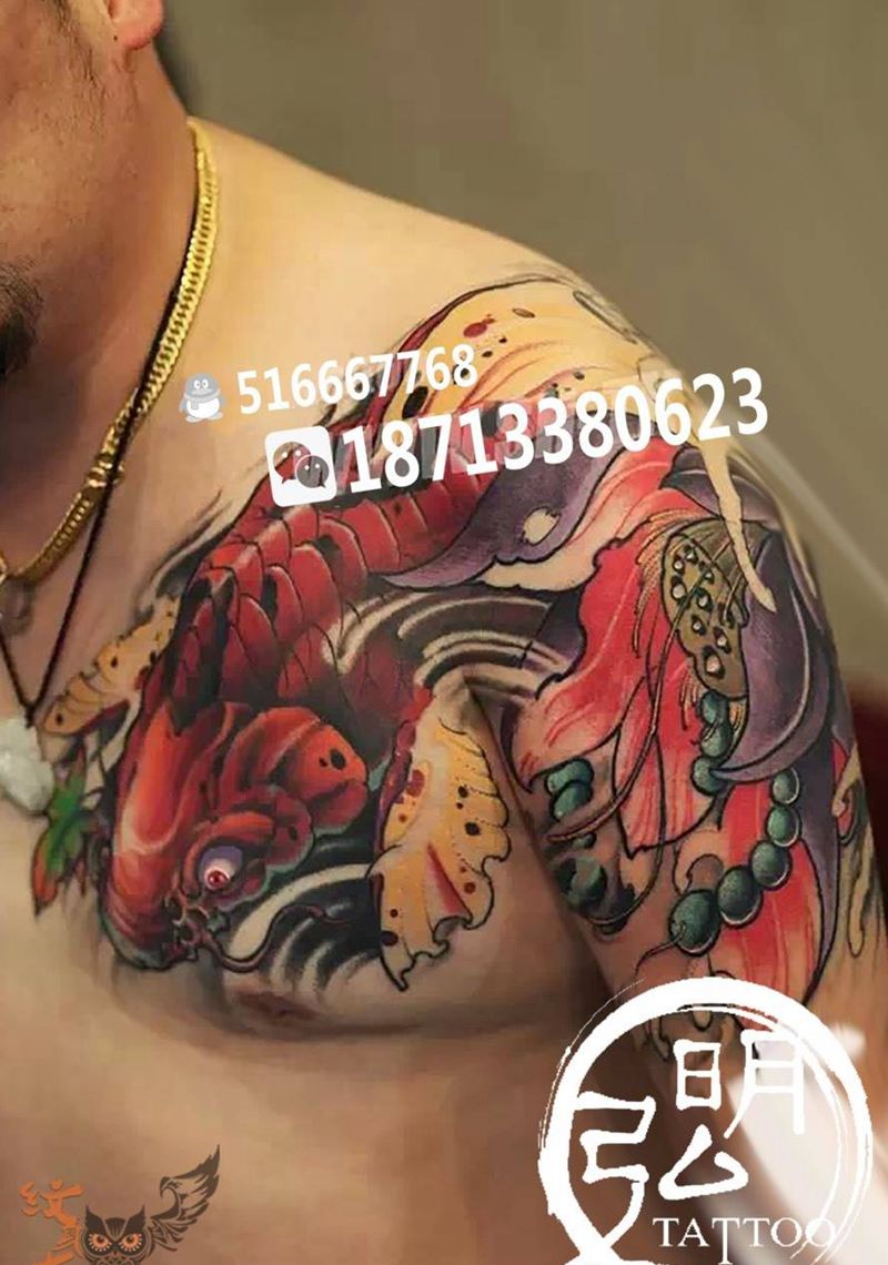 本人作品 新传统风 富贵鲤鱼纹身图片