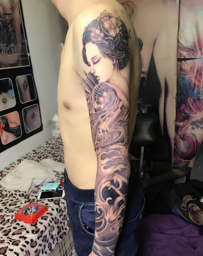 艺妓花臂纹身纹身图片