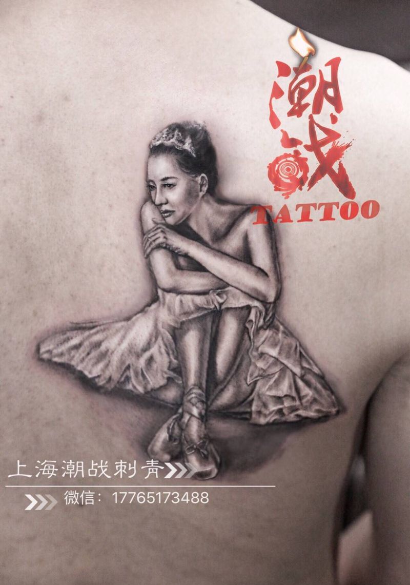 最爱的人纹身图片_成品背部肖像写实人物纹身图案