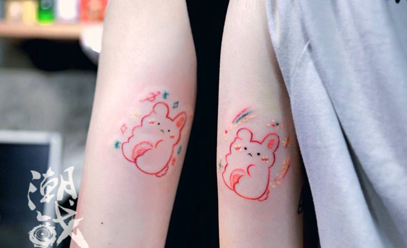 闺蜜纹身纹身图片_背部New School闺蜜纹身图案