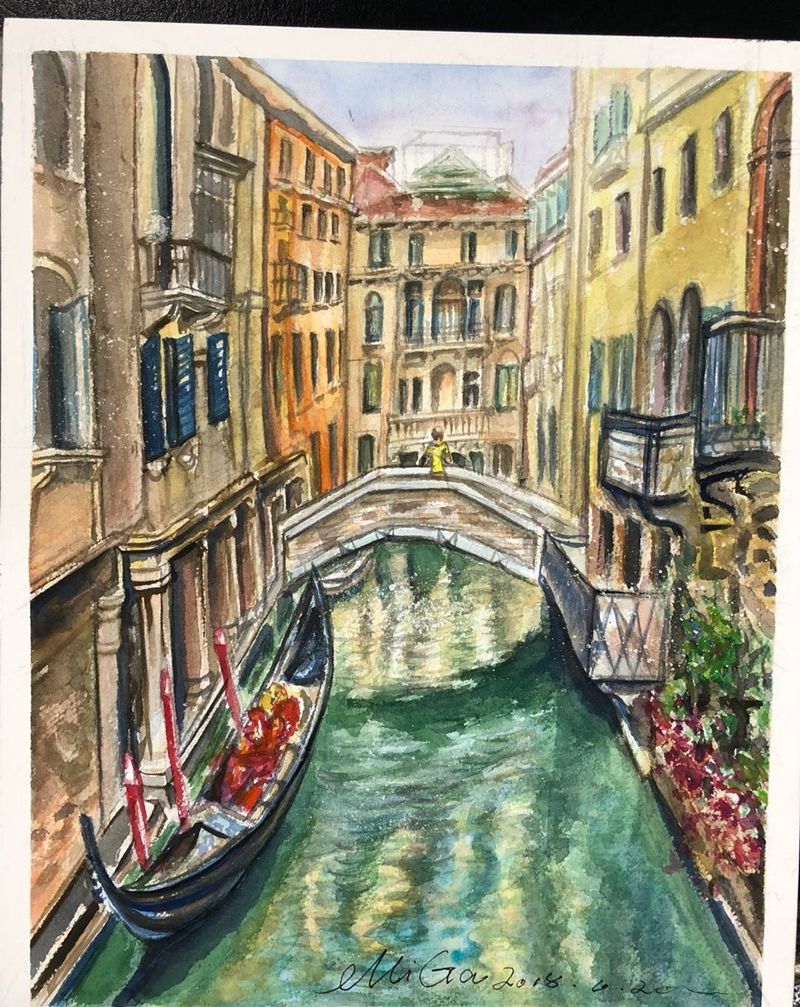 威尼斯小镇纹身图片_水墨水彩纹身图案