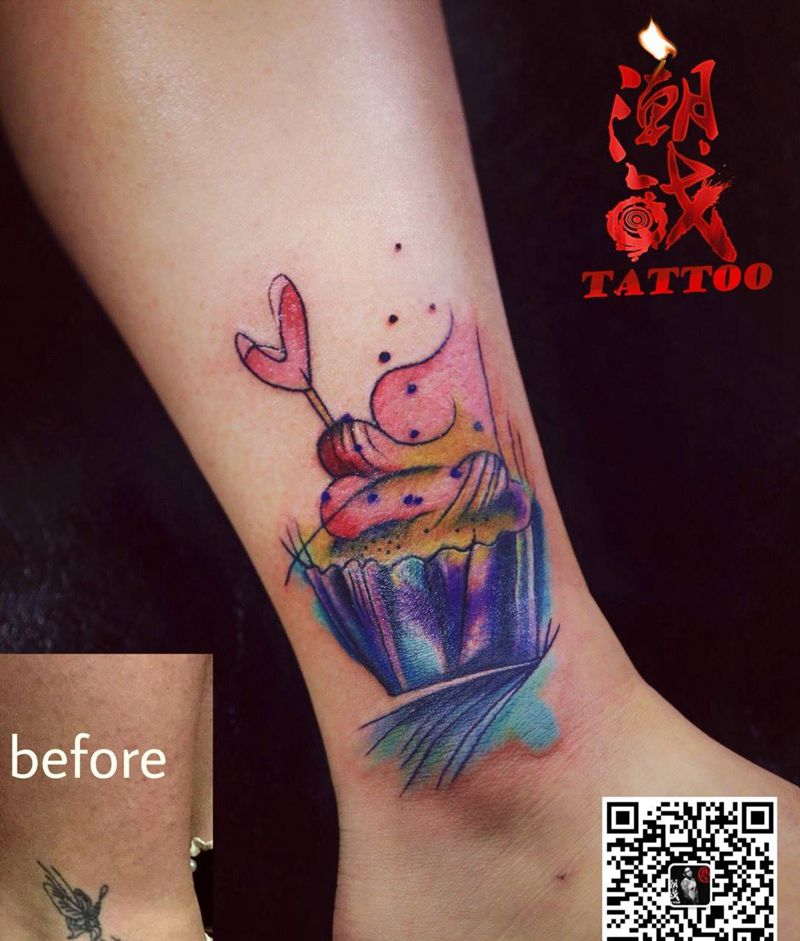 夏日的清凉纹身图片_成品脚部欧美清新原创纹身图案