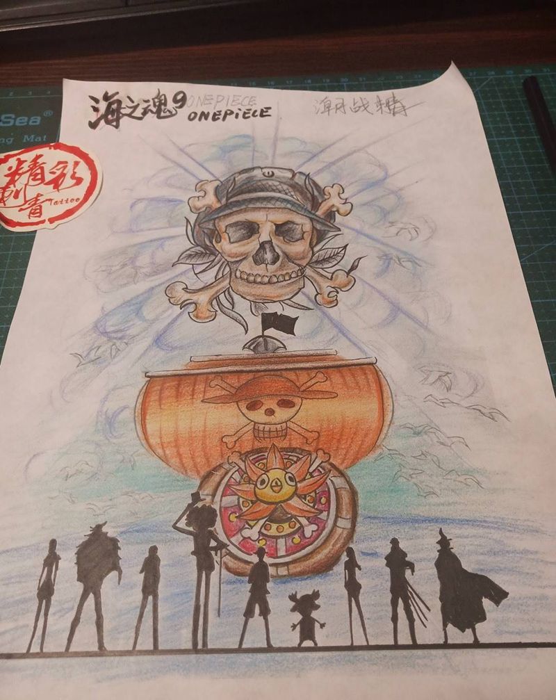 海贼王纹身图片_手臂New School原创纹身图案