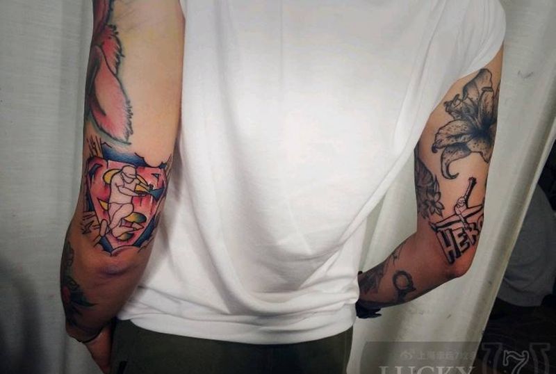 欧美|舞者超人设计|幸运7纹身纹身图片_手臂欧美成品手稿纹身图案