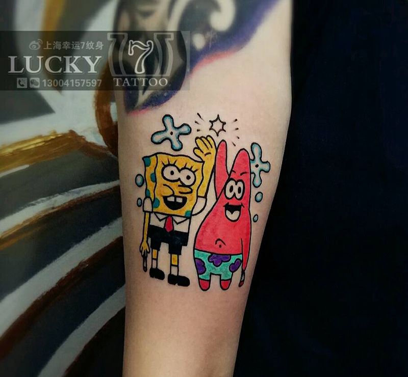 卡通|幸运7纹身纹身图片_手臂彩色成品纹身图案