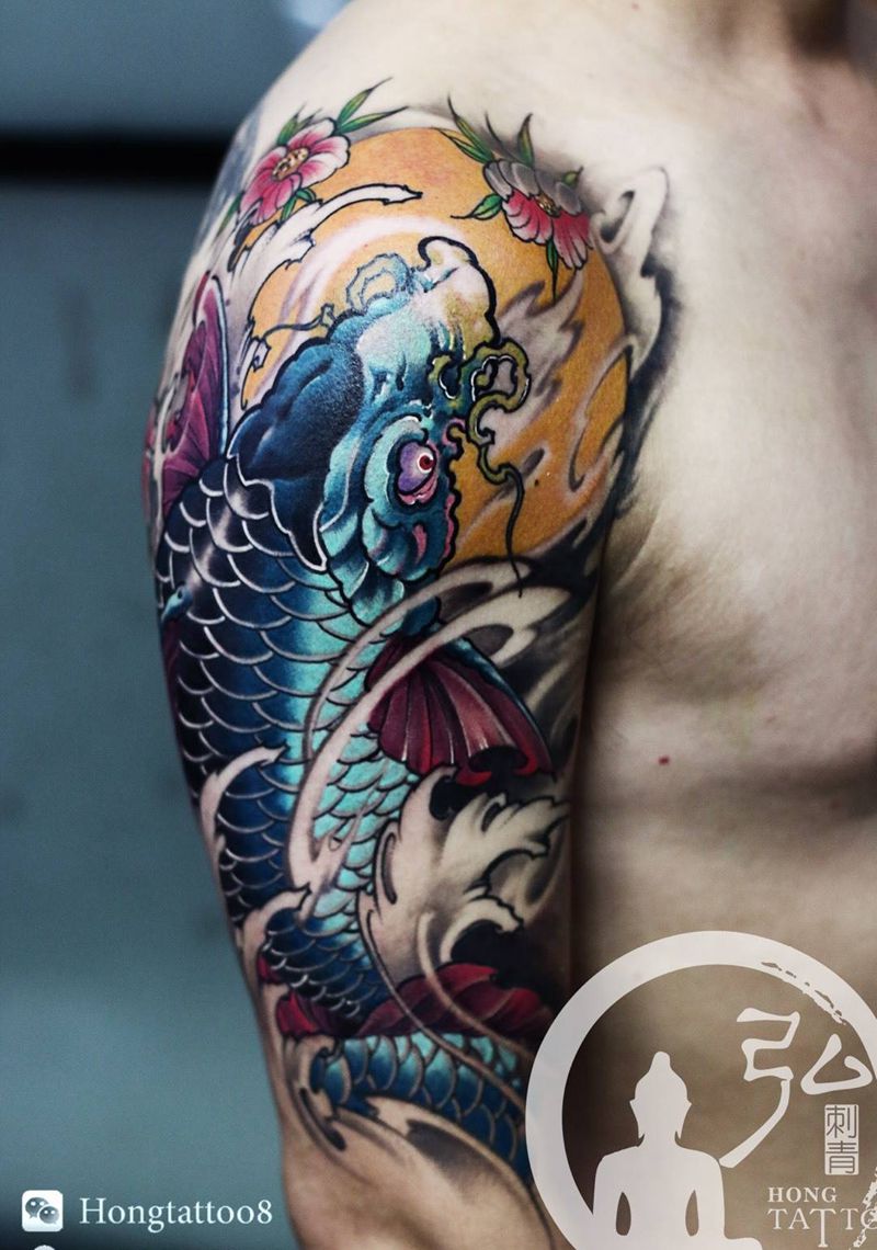 招财鲤鱼纹身图片