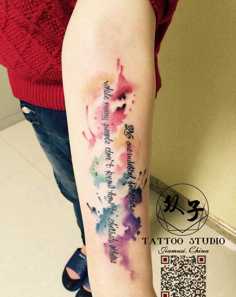 字母美化泼墨风纹身图片