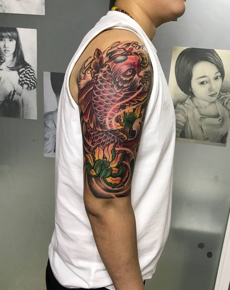 又一个招财鲤鱼纹身图片