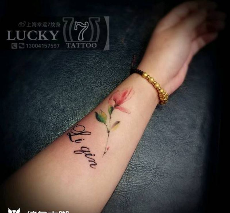 小花|字母|幸运7纹身纹身图片_手臂清新原创成品纹身图案