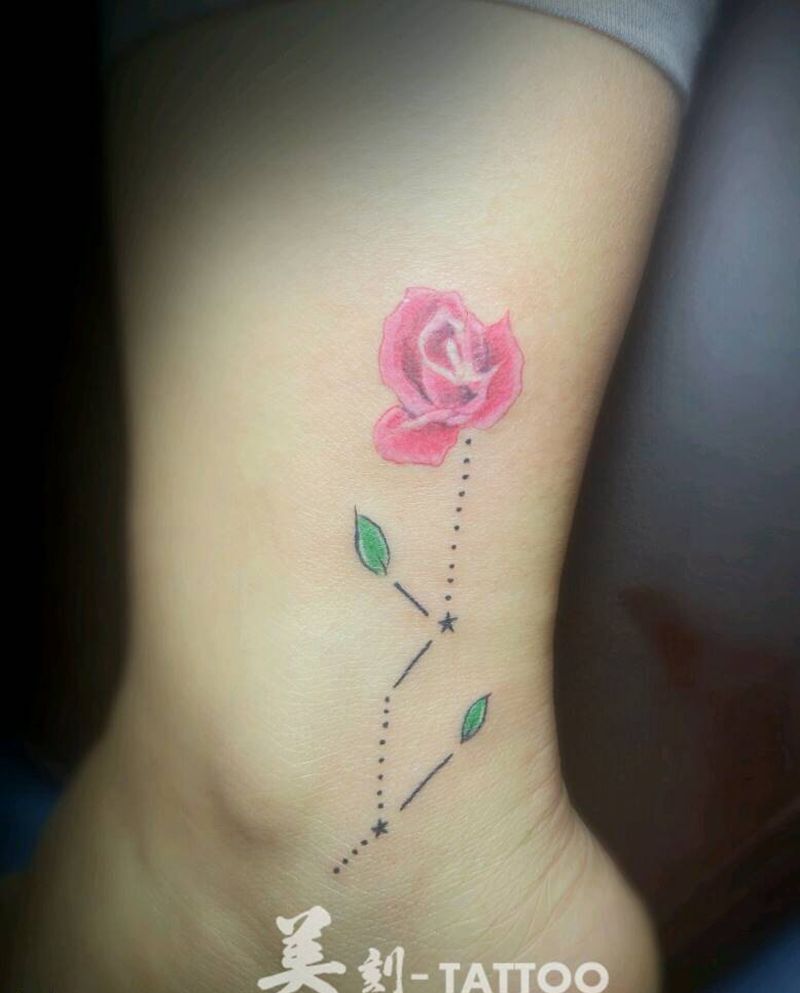 小花花纹身图片_腿部脚部欧美清新植物成品纹身图案